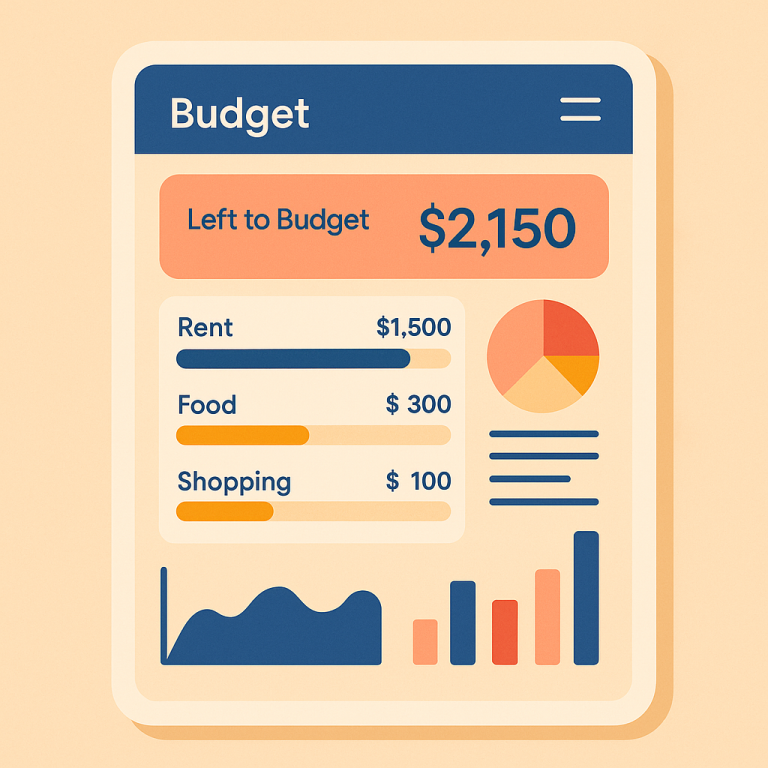 Zero-based budgeting dashboard with expense categories